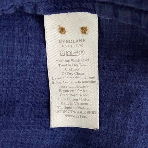 Everlane The Cotton Tourist Shirt Size L Blue Button-up Oversized Half Sleeves - Picture 6 of 6